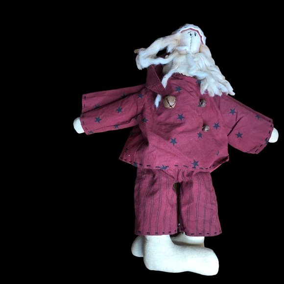 Honey and Me Sitting Primitive Santa in Pajamas Long Beard Bells Christmas Decor - Picture 15 of 15